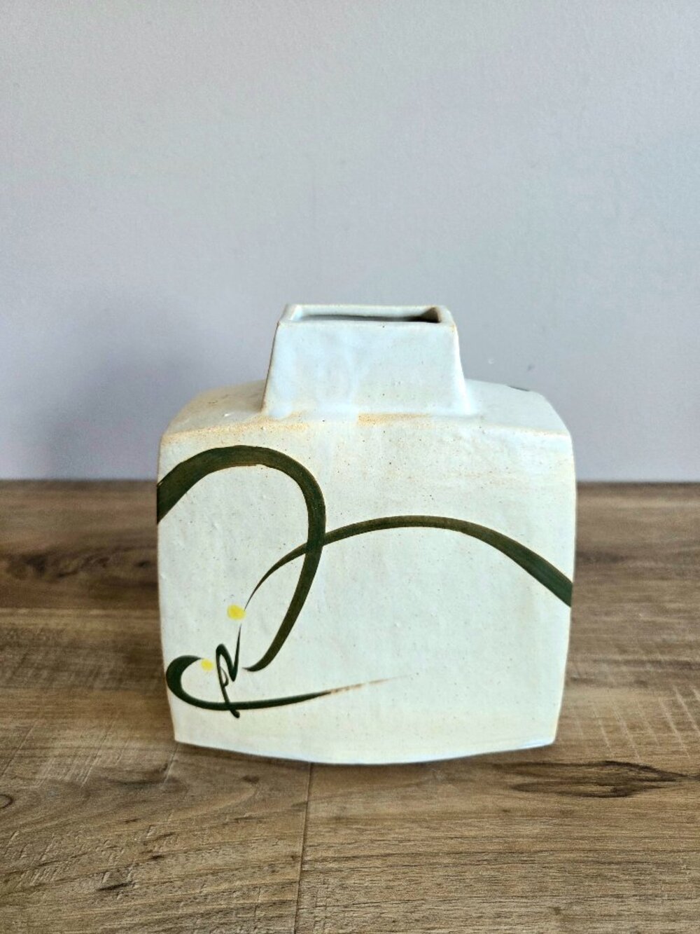Handmade Midcentury Modern Ceramic Vase Japanese Style Pottery Signed by Artist